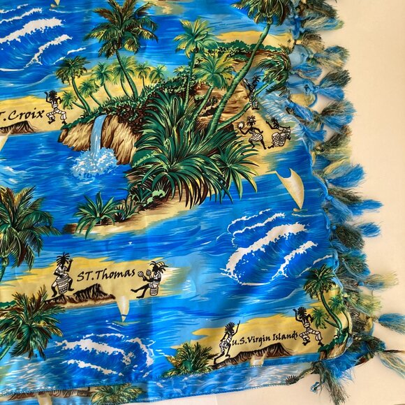 Tropical Island Beach Bathing Suit Wrap Cover Virgin Islands Souvenir Palm Trees - Picture 7 of 11